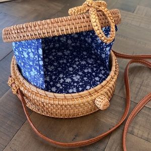 Rattan Round Wicker Crossbody Bag